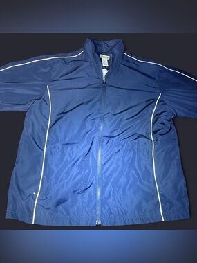 Men's Navy Track Jacket with Contrast Piping